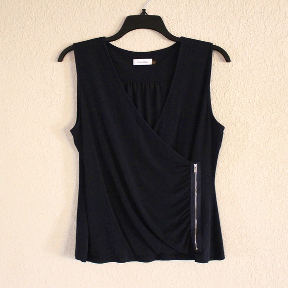 Calvin Klein Tops - Calvin Klein Black Top with Zipper Detail
